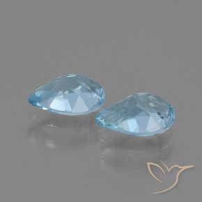 Gemme di Topazio Celeste naturale da 1.62 ct, Forma a pera, VVS-VS