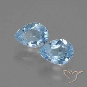Gemme di Topazio Blu svizzero naturale da 1.86 ct, Forma a pera, VVS-VS
