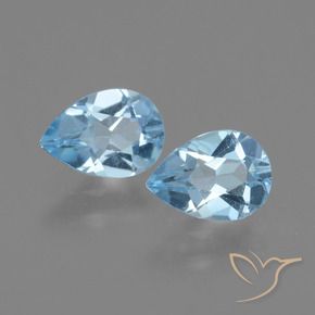Gemme di Topazio Celeste naturale da 1.59 ct, Forma a pera, VVS-VS