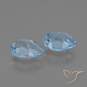 Gemme di Topazio Celeste naturale da 1.59 ct, Forma a pera, VVS-VS
