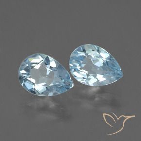 Gemme di Topazio Celeste naturale da 1.72 ct, Forma a pera, VVS-VS