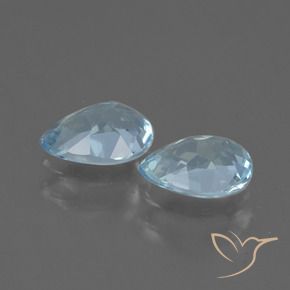 Gemme di Topazio Celeste naturale da 1.72 ct, Forma a pera, VVS-VS
