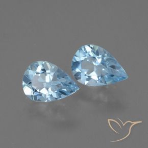 Gemme di Topazio Celeste naturale da 1.58 ct, Forma a pera, VVS-VS