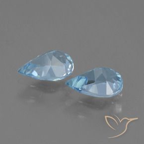 Gemme di Topazio Celeste naturale da 1.58 ct, Forma a pera, VVS-VS