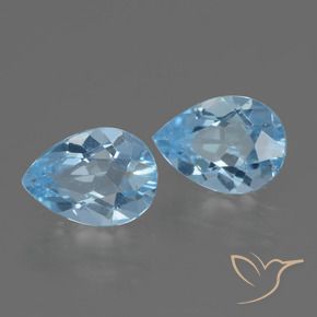 Gemme di Topazio Celeste naturale da 1.75 ct, Forma a pera, VVS-VS