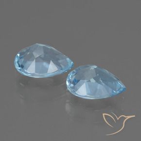 Gemme di Topazio Celeste naturale da 1.75 ct, Forma a pera, VVS-VS