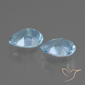 Gemme di Topazio Celeste naturale da 1.61 ct, Forma a pera, VVS-VS