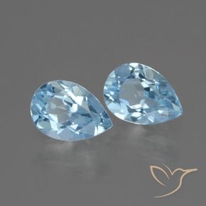 Gemme di Topazio Celeste naturale da 1.75 ct, Forma a pera, VVS-VS