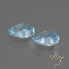 Gemme di Topazio Celeste naturale da 1.75 ct, Forma a pera, VVS-VS