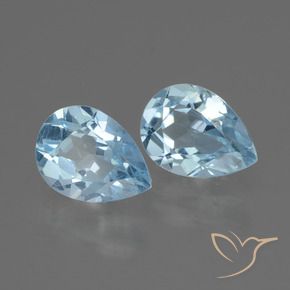 Gemme di Topazio Celeste naturale da 1.84 ct, Forma a pera, VVS-VS