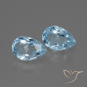 Gemme di Topazio Celeste naturale da 1.79 ct, Forma a pera, VVS-VS