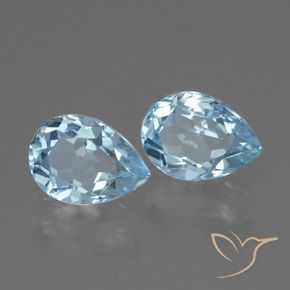 Gemme di Topazio Celeste naturale da 1.79 ct, Forma a pera, VVS-VS