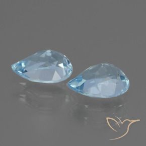Gemme di Topazio Celeste naturale da 1.79 ct, Forma a pera, VVS-VS