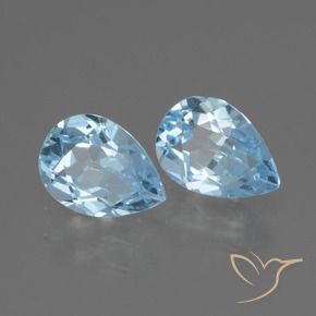 Gemme di Topazio Celeste naturale da 1.71 ct, Forma a pera, VVS-VS