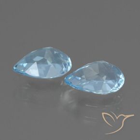 Gemme di Topazio Celeste naturale da 1.71 ct, Forma a pera, VVS-VS