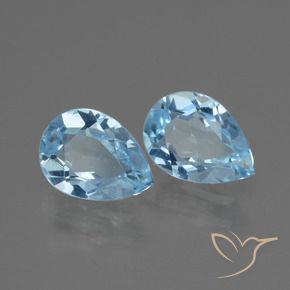 Gemme di Topazio Celeste naturale da 1.50 ct, Forma a pera, VVS-VS