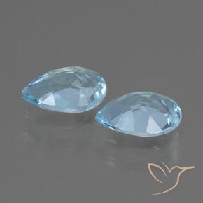 Gemme di Topazio Celeste naturale da 1.50 ct, Forma a pera, VVS-VS