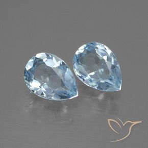 Gemme di Topazio Celeste naturale da 1.71 ct, Forma a pera, VVS-VS