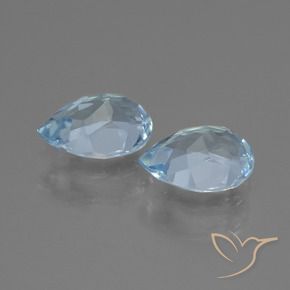 Gemme di Topazio Celeste naturale da 1.71 ct, Forma a pera, VVS-VS