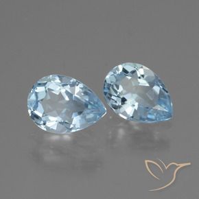 Gemme di Topazio Celeste naturale da 1.67 ct, Forma a pera, VVS-VS