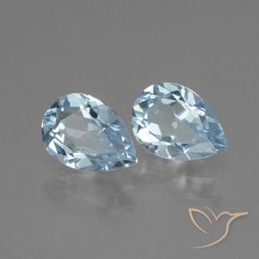 Gemme di Topazio Celeste naturale da 1.67 ct, Forma a pera, VVS-VS