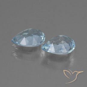 Gemme di Topazio Celeste naturale da 1.67 ct, Forma a pera, VVS-VS
