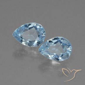 Gemme di Topazio Celeste naturale da 1.77 ct, Forma a pera, VVS-VS