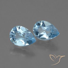 Gemme di Topazio Celeste naturale da 1.60 ct, Forma a pera, VVS-VS