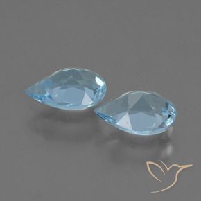 Gemme di Topazio Celeste naturale da 1.60 ct, Forma a pera, VVS-VS