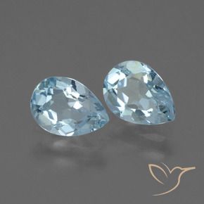 Gemme di Topazio Celeste naturale da 1.64 ct, Forma a pera, VVS-VS