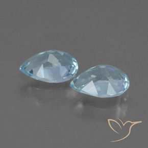 Gemme di Topazio Celeste naturale da 1.64 ct, Forma a pera, VVS-VS