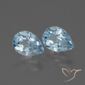 Gemme di Topazio Celeste naturale da 1.69 ct, Forma a pera, VVS-VS