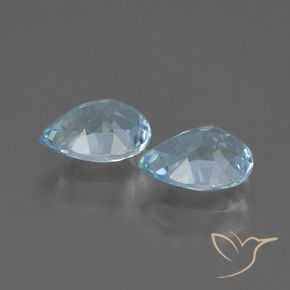 Gemme di Topazio Celeste naturale da 1.69 ct, Forma a pera, VVS-VS