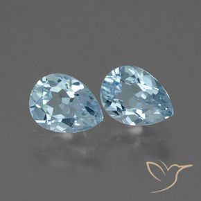 Gemme di Topazio Celeste naturale da 1.70 ct, Forma a pera, VVS-VS