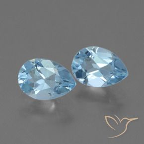 Gemme di Topazio Celeste naturale da 1.58 ct, Forma a pera, VVS-VS