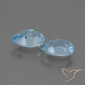 Gemme di Topazio Celeste naturale da 1.58 ct, Forma a pera, VVS-VS