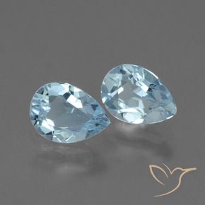 Gemme di Topazio Celeste naturale da 1.72 ct, Forma a pera, VVS-VS