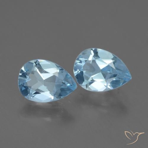 Gemme di Topazio Celeste naturale da 1.64 ct, Forma a pera, VVS-VS