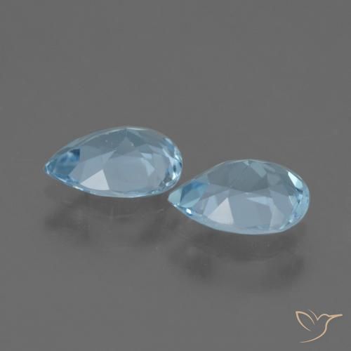 Gemme di Topazio Celeste naturale da 1.64 ct, Forma a pera, VVS-VS