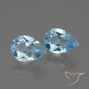 Gemme di Topazio Celeste naturale da 1.65 ct, Forma a pera, VVS-VS