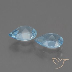 Gemme di Topazio Celeste naturale da 1.65 ct, Forma a pera, VVS-VS