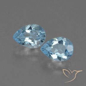Gemme di Topazio Celeste naturale da 1.49 ct, Forma a pera, VVS-VS