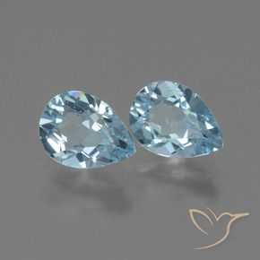 Gemme di Topazio Celeste naturale da 1.75 ct, Forma a pera, VVS-VS