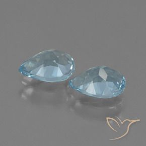 Gemme di Topazio Celeste naturale da 1.75 ct, Forma a pera, VVS-VS