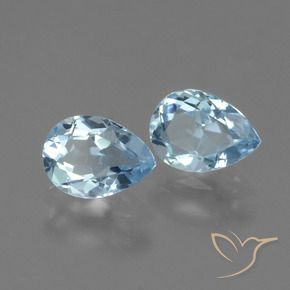 Gemme di Topazio Celeste naturale da 1.61 ct, Forma a pera, VVS-VS