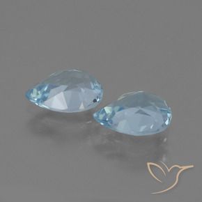 Gemme di Topazio Celeste naturale da 1.61 ct, Forma a pera, VVS-VS