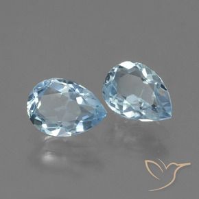 Gemme di Topazio Celeste naturale da 1.69 ct, Forma a pera, VVS-VS