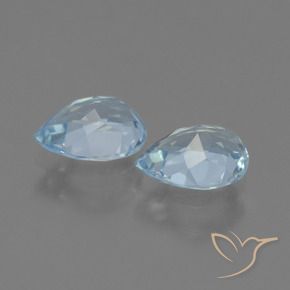 Gemme di Topazio Celeste naturale da 1.69 ct, Forma a pera, VVS-VS