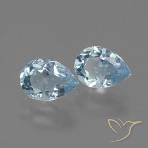 Gemme di Topazio Celeste naturale da 1.63 ct, Forma a pera, VVS-VS
