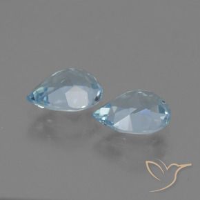 Gemme di Topazio Celeste naturale da 1.63 ct, Forma a pera, VVS-VS